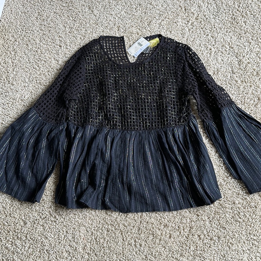 Maeve Blouse Black/Silver Size 6 NEW with Tags